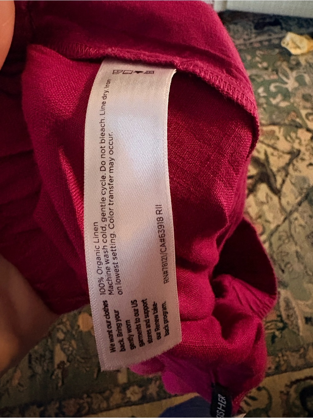 Eileen Fisher Magenta Coordinating Organic Linen Wide Leg Crop Pants - Picture 3 of 4